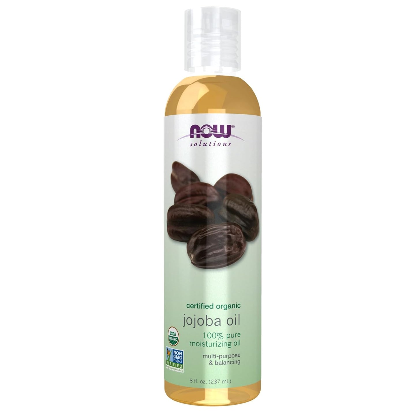 NOW Solutions Organic Jojoba Oil – Moisturizing Multi-Purpose Oil for Face, Hair & Body – 8 Oz, Natural & Organic Skincare