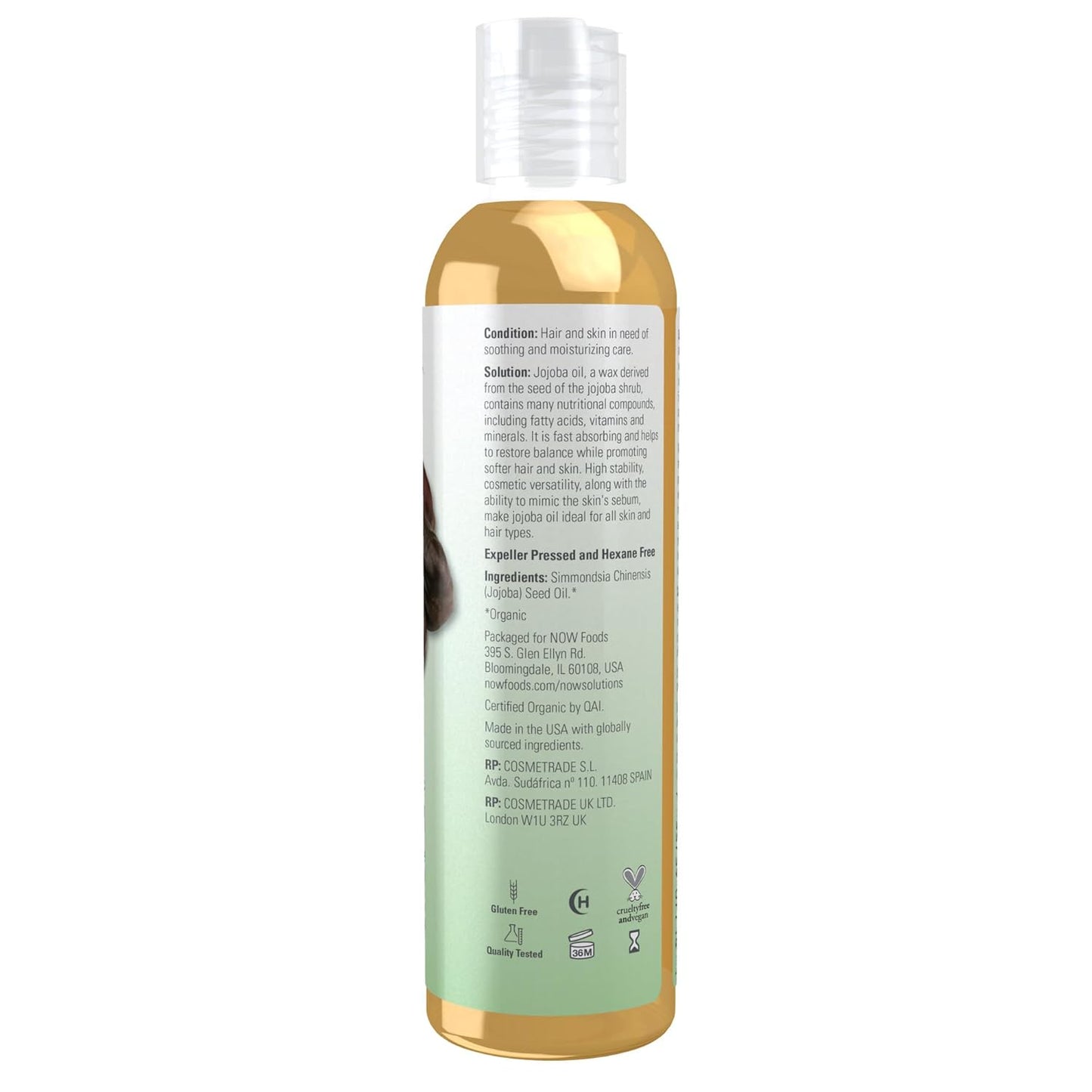 NOW Solutions Organic Jojoba Oil – Moisturizing Multi-Purpose Oil for Face, Hair & Body – 8 Oz, Natural & Organic Skincare