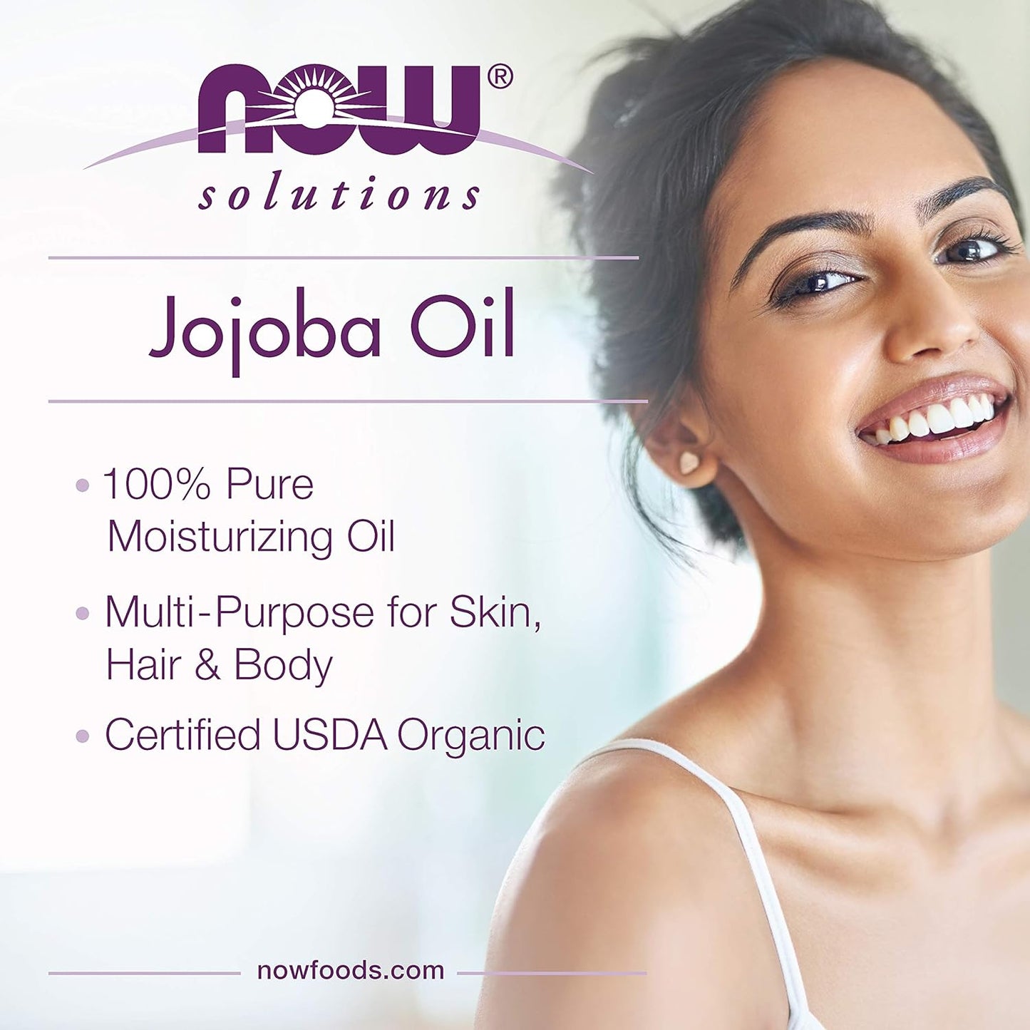 NOW Solutions Organic Jojoba Oil – Moisturizing Multi-Purpose Oil for Face, Hair & Body – 8 Oz, Natural & Organic Skincare