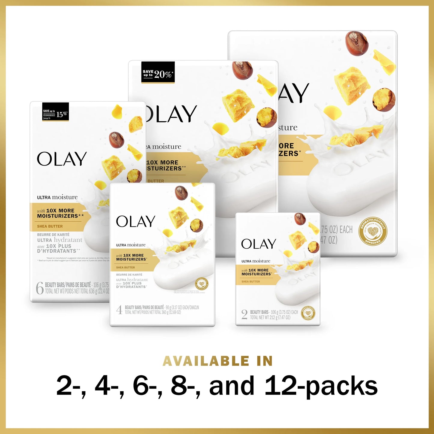 Olay Moisture Outlast Ultra Moisture Shea Butter Beauty Bar – Nourishing Soap for Soft, Hydrated Skin, 3.17 Oz