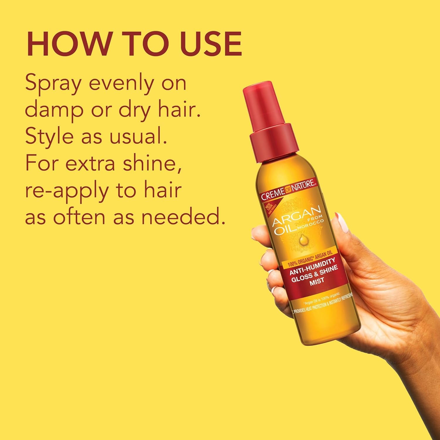 Argan Oil Anti-Humidity Gloss & Shine Mist – Heat Protection & Frizz Control with Argan Oil of Morocco – 4 Fl Oz 