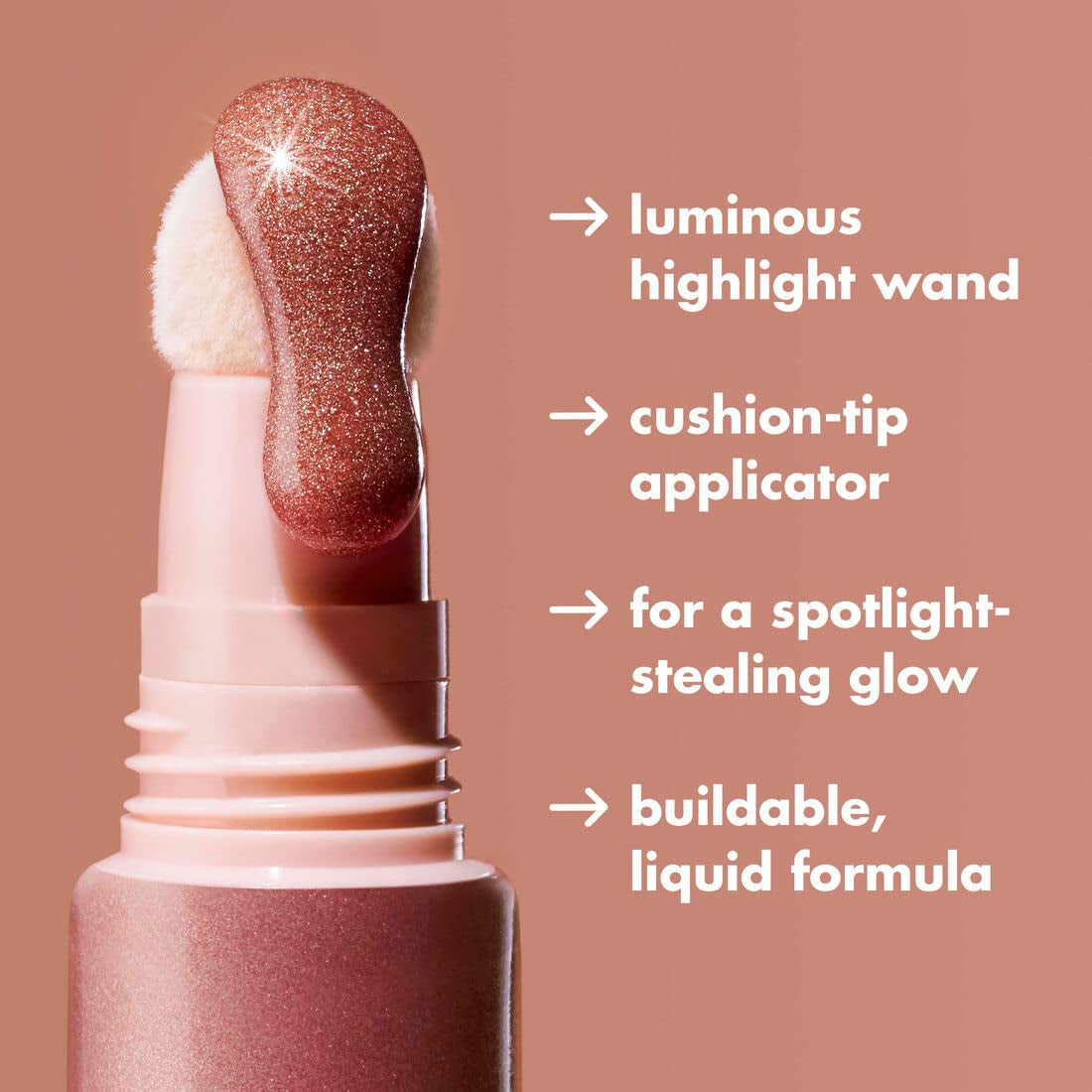 Halo Glow Highlight Beauty Wand – Luminous Liquid Highlighter in Champagne Campaign, Buildable Glow for Radiant Skin, Vegan & Cruelty-Free