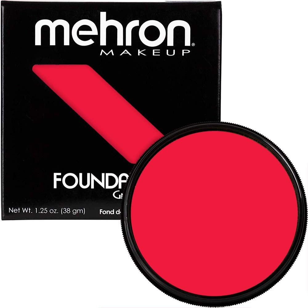 "Bright Red Greasepaint Foundation – Intense Stage, Face & Body Paint for Halloween, Cosplay & Theatrical Makeup – 1.25 Oz"