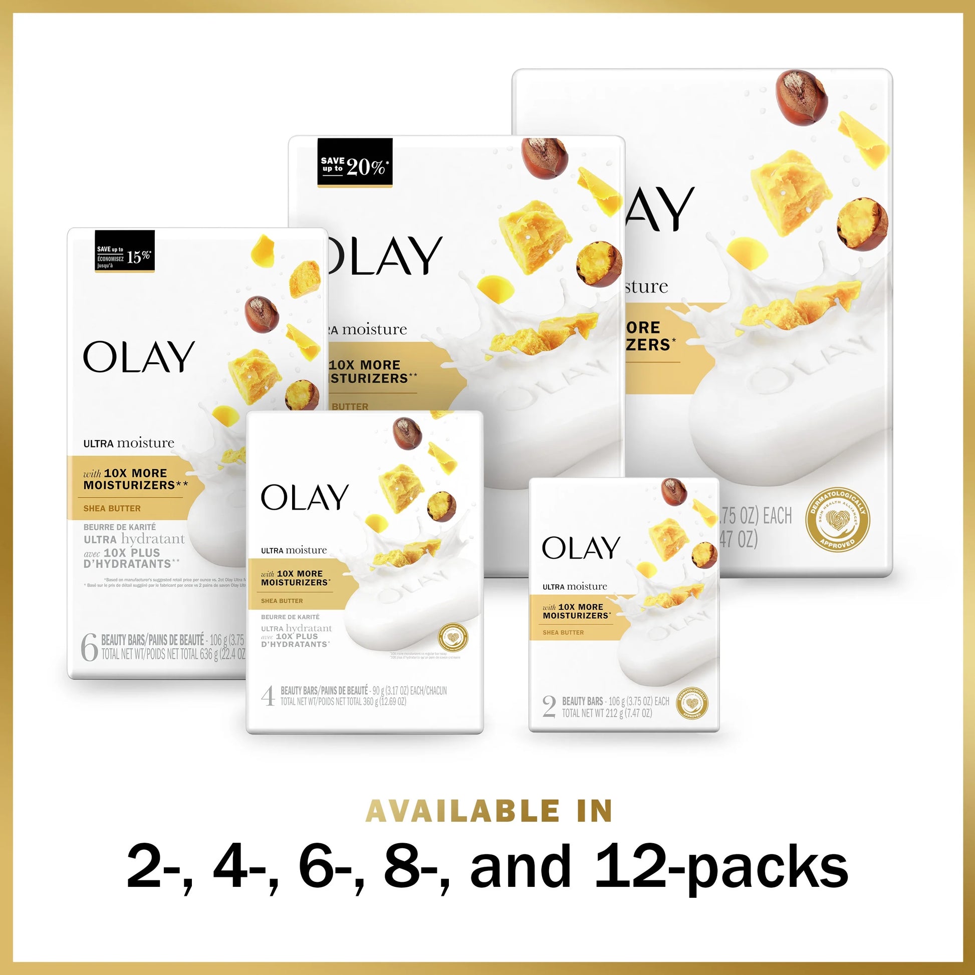 Olay Moisture Outlast Ultra Moisture Shea Butter Beauty Bar – Nourishing Soap for Soft, Hydrated Skin, 3.17 Oz