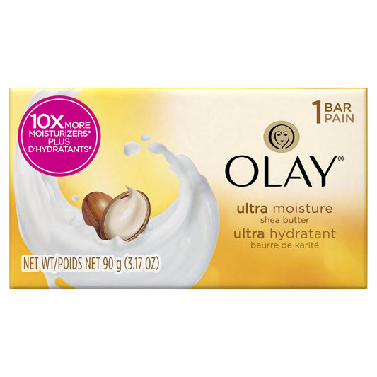 Olay Moisture Outlast Ultra Moisture Shea Butter Beauty Bar – Nourishing Soap for Soft, Hydrated Skin, 3.17 Oz