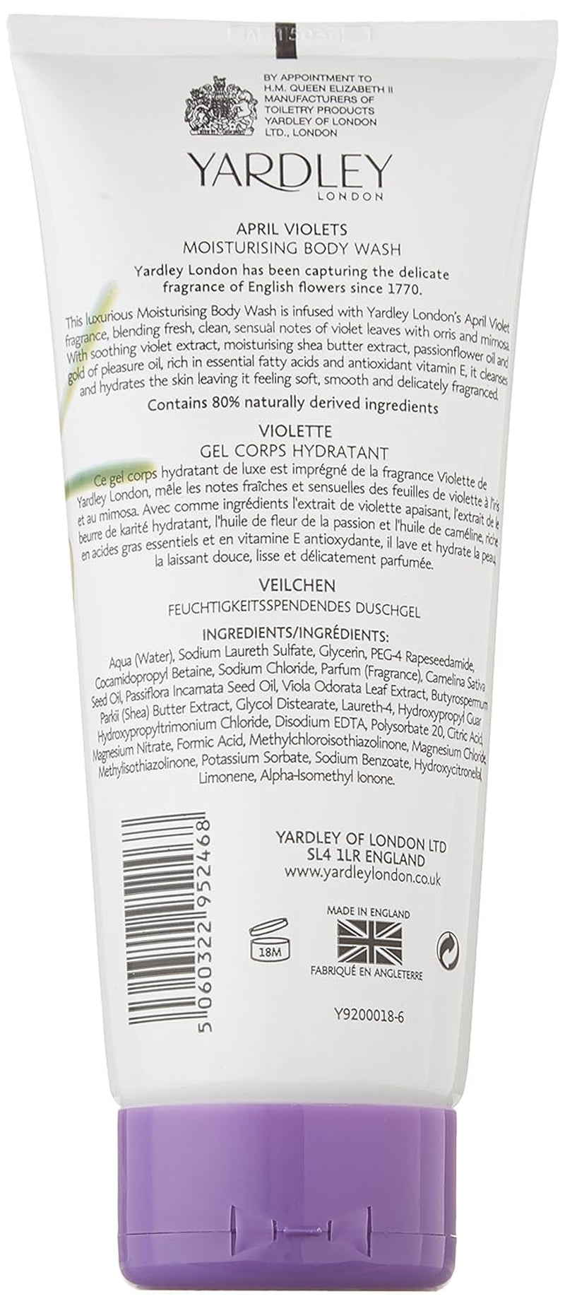 London April Violets Moisturizing Body Wash for Women – Hydrating 6.8oz