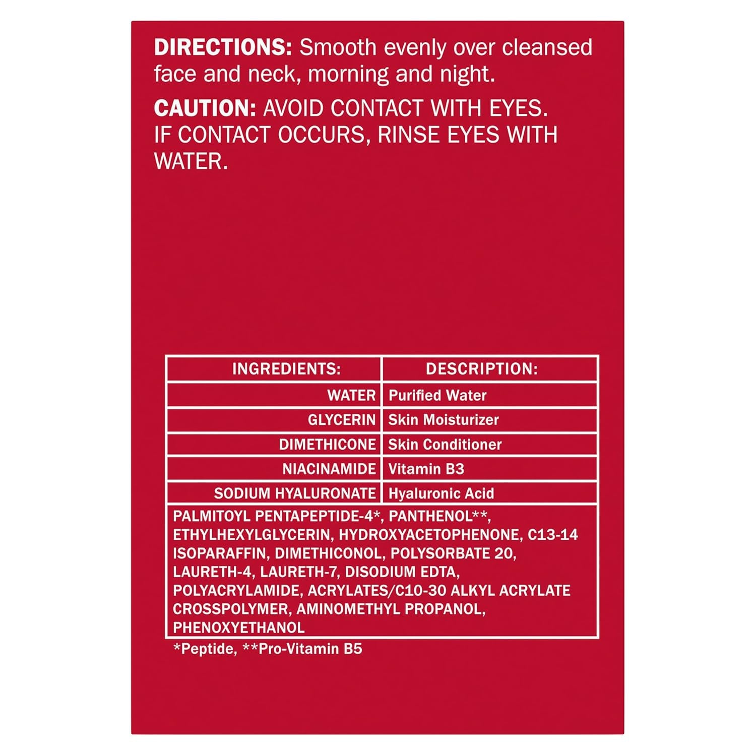 Hydrating Hyaluronic Acid Face Moisturizer – Fragrance-Free, Niacinamide & Peptides – Plumps, Smooths & Renews Dry Skin (1.7 oz)